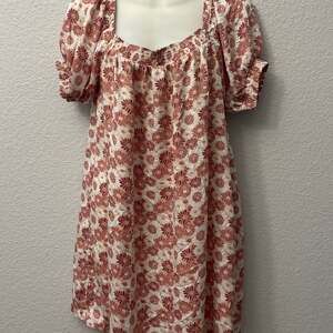 Volcom Harley & J Smocked Trim Floral Puff Sleeve Mini Dress